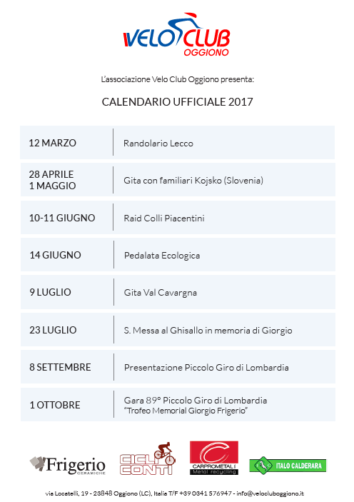 Calendario Ufficiale 2017